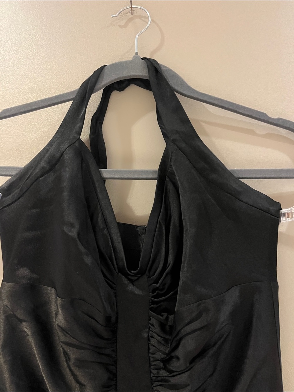 BCBGMaxAzria Black Halter Ruched Mini Dress - Picture 3 of 5